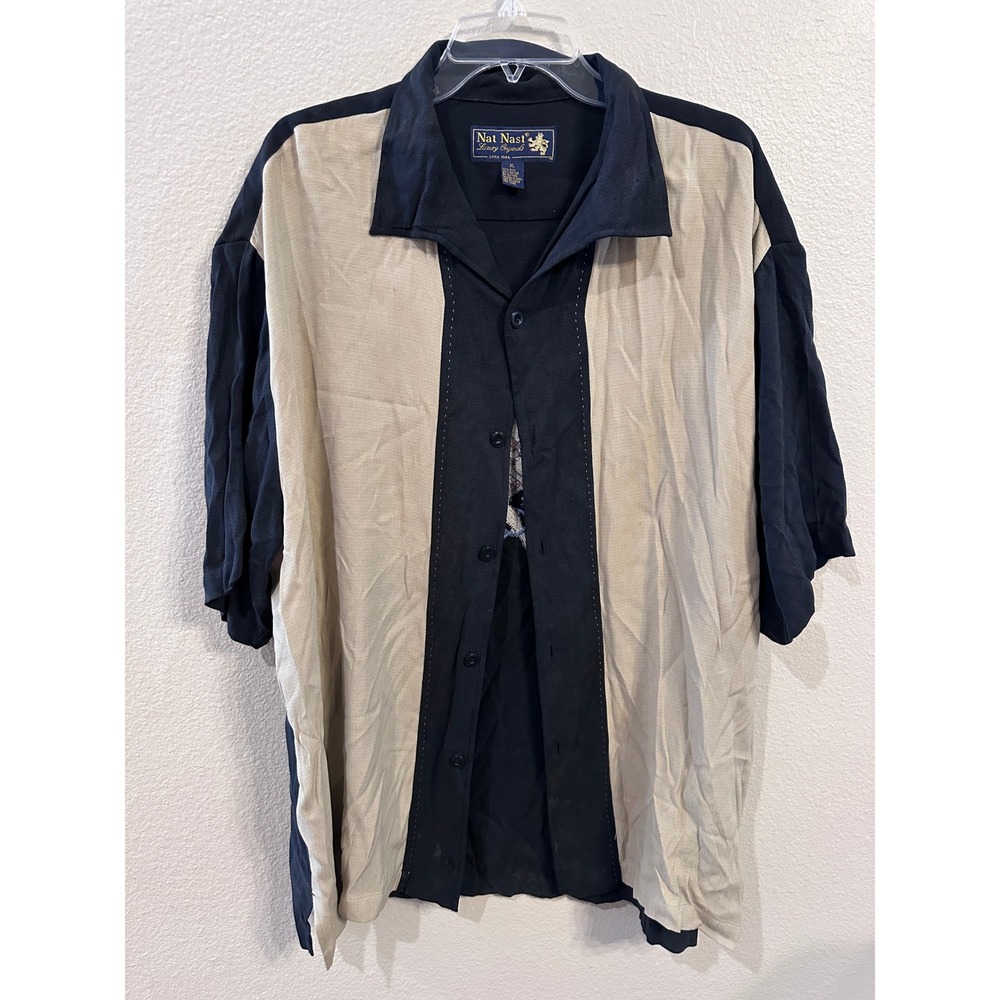 Nat Nast Luxury Originals Silk Rayon Button‎ Up Shirt Latin Quarter XL